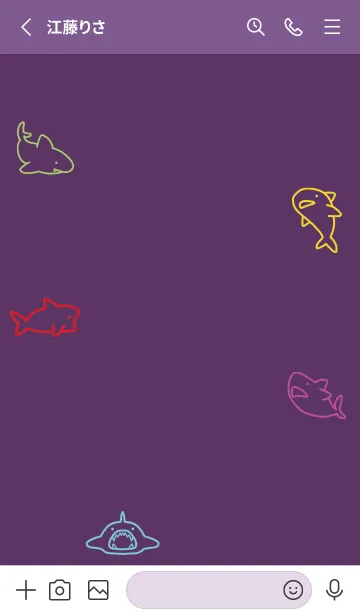 [LINE着せ替え] 紫 : カラフルなサメの画像2