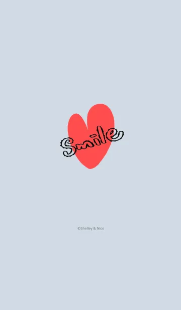 [LINE着せ替え] Smile Love J-gray blue (bw1)の画像1