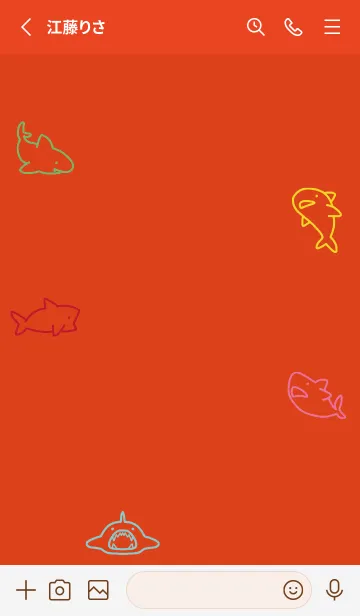 [LINE着せ替え] 赤 : カラフルなサメの画像2