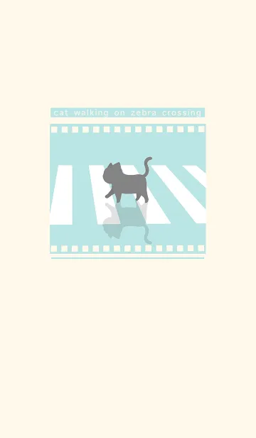 [LINE着せ替え] cat zebra crossing J-light cyan (Be4)の画像1