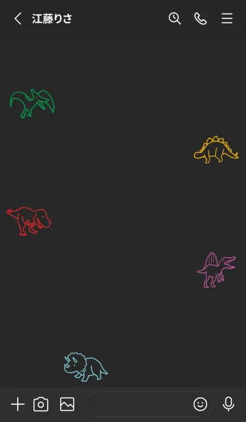 [LINE着せ替え] 黒と黄色 : カラフルな恐竜の画像2