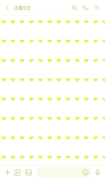 [LINE着せ替え] ハート柄ノート/イエローグリーン/ホワイトの画像2