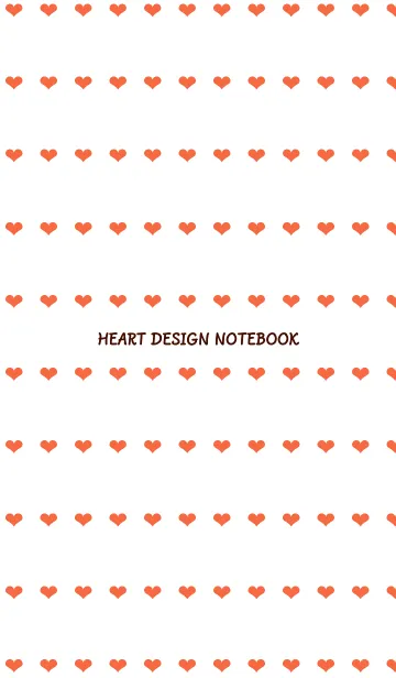 [LINE着せ替え] ハート柄ノート/朱色/ホワイトの画像1