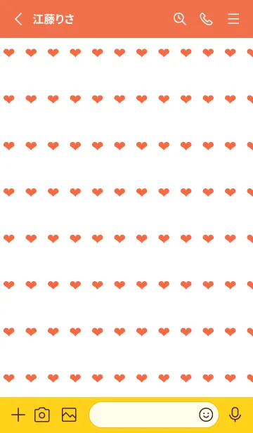 [LINE着せ替え] ハート柄ノート/朱色/ホワイトの画像2