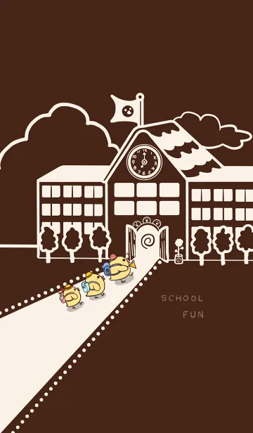 [LINE着せ替え] Yellow Duck School fun-brown (Red4)の画像1
