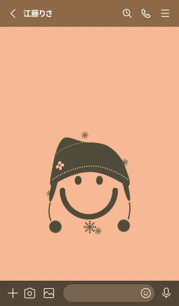 [LINE着せ替え] スマイル＆ニット帽 ライトアプリコットの画像2