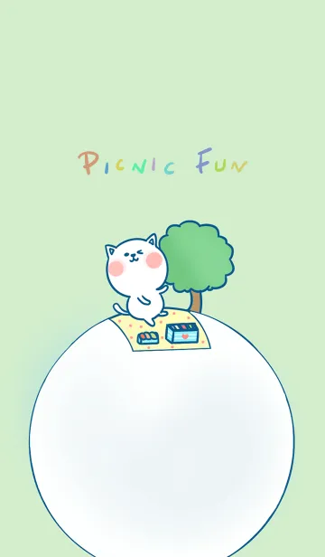 [LINE着せ替え] Picnic fun J-light gray green (bw3)の画像1