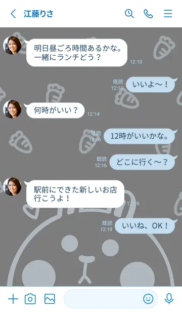 [LINE着せ替え] Bunny and Carrot J-Grey (bw4)の画像3