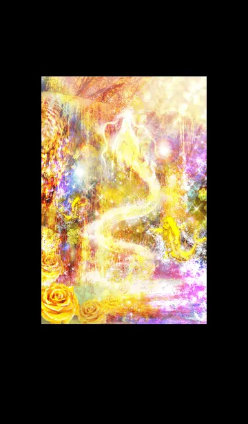 [LINE着せ替え] 金運最強に導く 昇龍と金鯉 虹色の滝の画像1