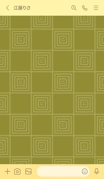 [LINE着せ替え] 和音 市松模様と音符 鶯色の画像2