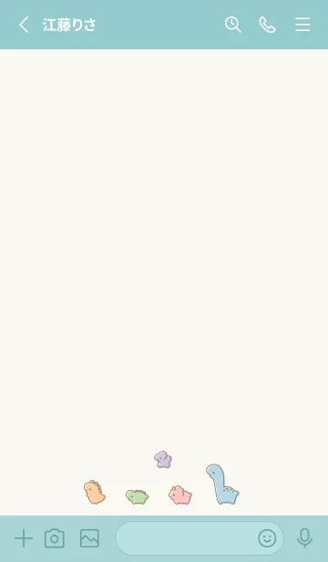 [LINE着せ替え] ゆるい恐竜 / グリーンベージュの画像2