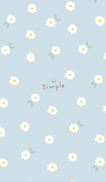 [LINE着せ替え] 白い花がたくさん ブルー3の画像1