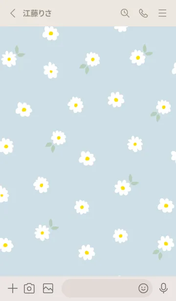 [LINE着せ替え] 白い花がたくさん ブルー3の画像2