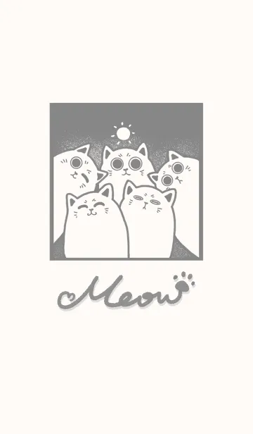 [LINE着せ替え] Meow J (monochrome version) - gray (Be1)の画像1