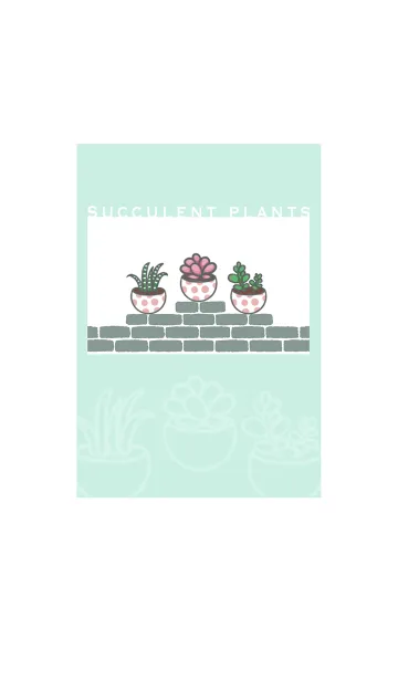 [LINE着せ替え] Succulents J-Mint Green (bw3)の画像1