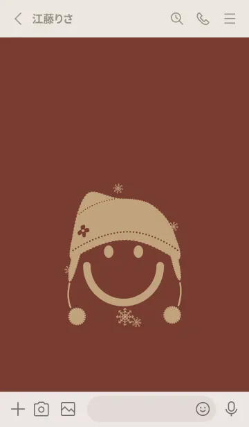 [LINE着せ替え] スマイル＆ニット帽 海老茶の画像2