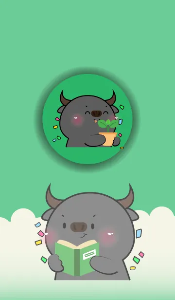 [LINE着せ替え] Simple Buffalo Love Green Color (JP)の画像1