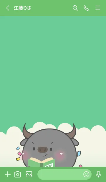 [LINE着せ替え] Simple Buffalo Love Green Color (JP)の画像2