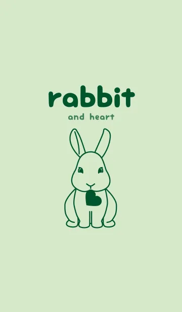 [LINE着せ替え] ウサギとハート (白緑)の画像1