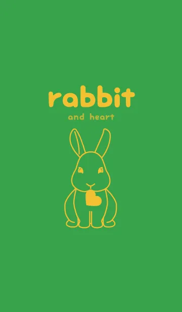 [LINE着せ替え] ウサギとハート (パロットグリーン)の画像1