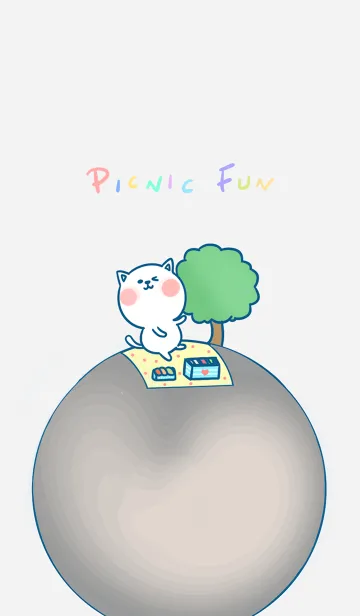 [LINE着せ替え] Picnic fun J-light gray (bw3)の画像1