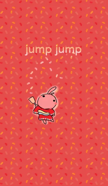 [LINE着せ替え] rabbit staring - jump jump - redの画像1