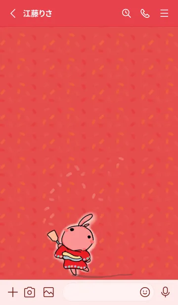 [LINE着せ替え] rabbit staring - jump jump - redの画像2