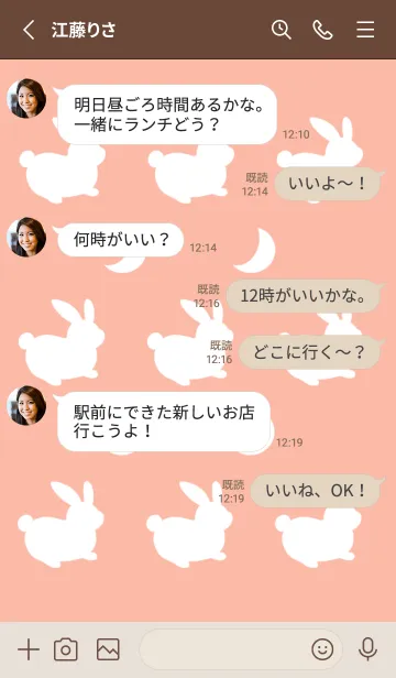 [LINE着せ替え] 幸せうさぎのシルエット/朱色の画像3