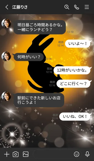 [LINE着せ替え] 黒 : 2023年金運UP！ うさぎ年の画像3
