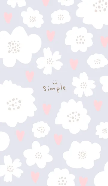 [LINE着せ替え] ハートと白い花7の画像1