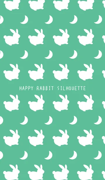 [LINE着せ替え] 幸せうさぎのシルエット/グリーンの画像1