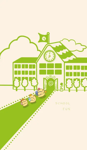 [LINE着せ替え] Yellow Duck School fun-Green (Red4)の画像1