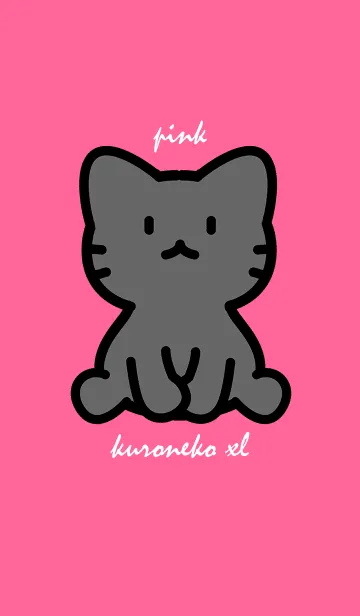 [LINE着せ替え] お座り黒猫 XL ピンクの画像1