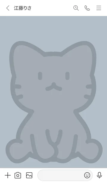 [LINE着せ替え] お座り黒猫 XL ベージュブルーの画像2