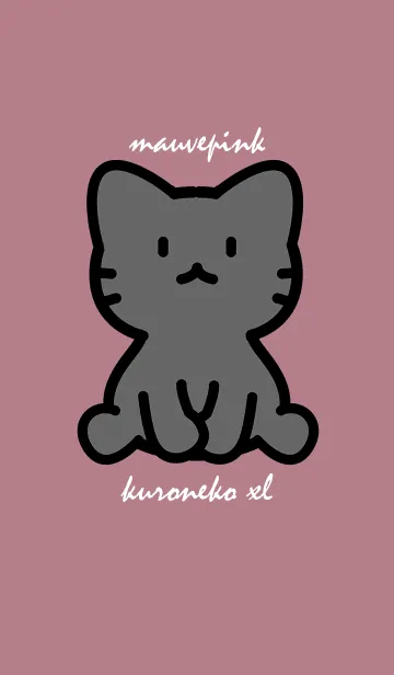 [LINE着せ替え] お座り黒猫 XL モーヴピンクの画像1