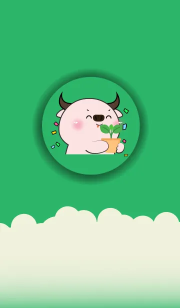 [LINE着せ替え] Simple Pink Buffalo Love Green Color(JP)の画像1
