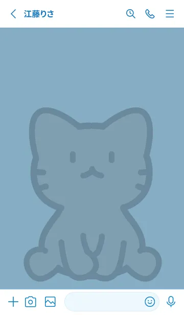 [LINE着せ替え] お座り黒猫 L くすみブルーの画像2