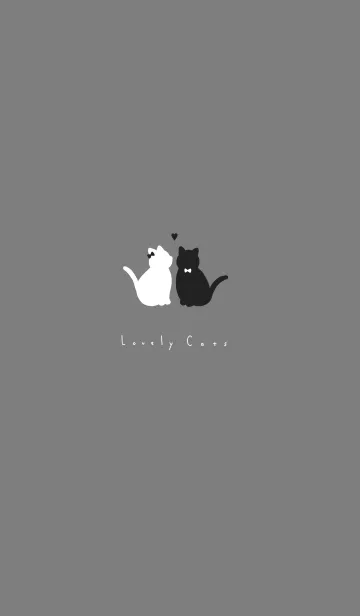 [LINE着せ替え] 白猫と黒猫。グレーブラックの画像1