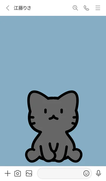 [LINE着せ替え] お座り黒猫 M くすみブルーの画像2