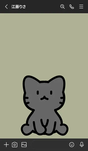 [LINE着せ替え] お座り黒猫 M カーキベージュの画像2