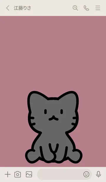 [LINE着せ替え] お座り黒猫 M モーヴピンクの画像2