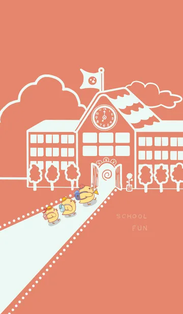 [LINE着せ替え] Yellow Duck School fun-Red Orange (Gr5)の画像1