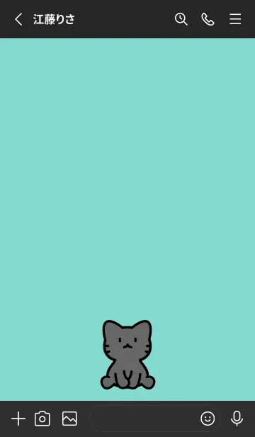 [LINE着せ替え] お座り黒猫 s アイスブルーの画像2