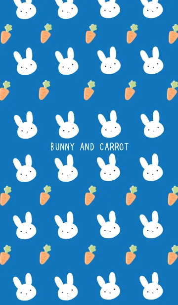 [LINE着せ替え] うさぎとにんじん/ブルー/ホワイトの画像1