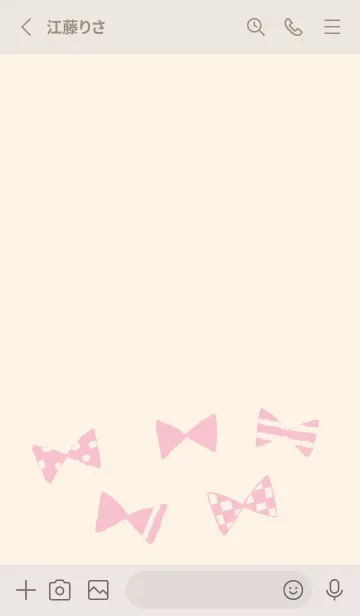 [LINE着せ替え] 手描きリボン くすみピンクの画像2