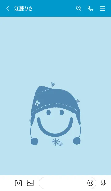 [LINE着せ替え] スマイル＆ニット帽 ベビーブルーの画像2