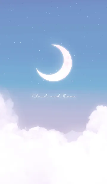 [LINE着せ替え] 雲と三日月 - ブルー 08の画像1