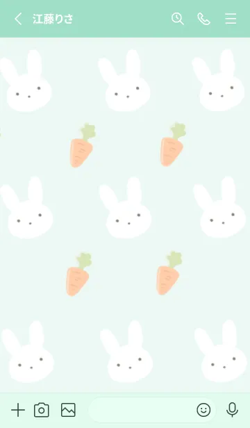 [LINE着せ替え] うさぎとにんじん/ライトミントグリーンの画像2