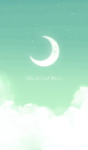 [LINE着せ替え] 雲と三日月 - ミント グリーン 01の画像1
