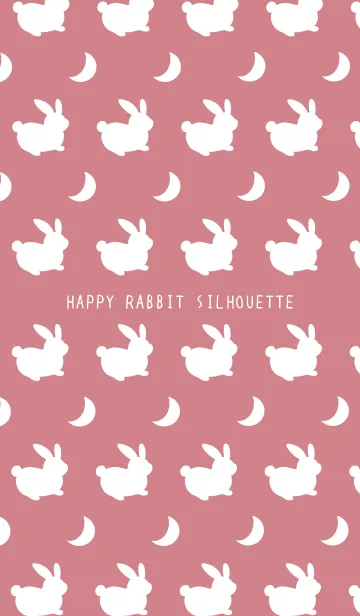 [LINE着せ替え] 幸せうさぎのシルエット/くすみレッドの画像1